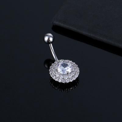 Belly Button Rings Stainless Steel Navel Piercing Zircon Flower Navel Ring