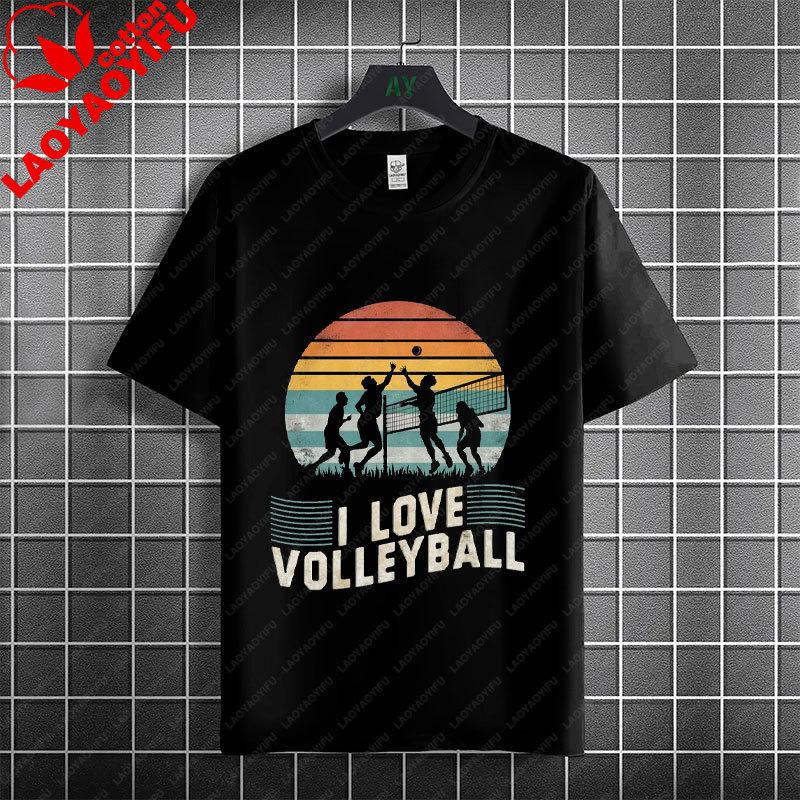 Unisex Unisexs Volleyball Graphic T Shirt 100 Cotton Short Sleeve Round Neck Tshirt Casual Outdoorwear Sportswear Unisex Clothing