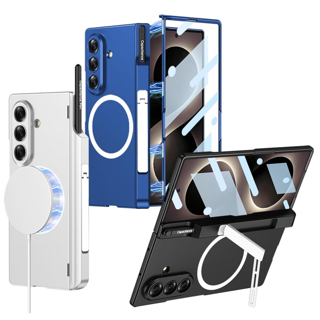 Applicable To Samsung ZFold8Ultra Folding Screen Mobile Phone Case Wireless Charging Magnetic Suction Pen Holder Creative Bracket Wireless Ring