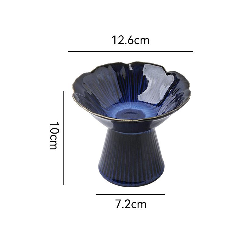 6 Inches Chinese Vintage Ceramic Goblet Creative Flower Shape Fruit Dessert Salad Nut Candy Storage Plate Home Kitchen Tableware