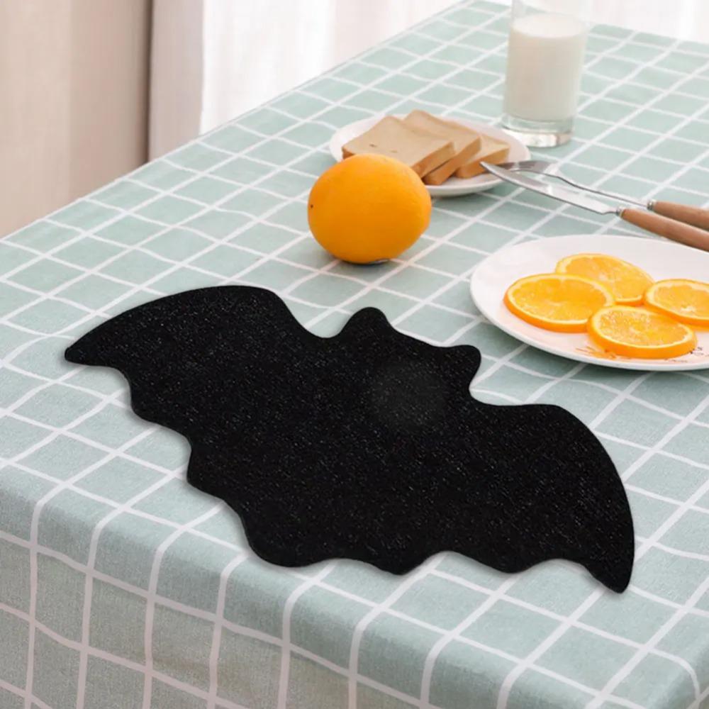 10pcs Heat-resistant Halloween Table Mat Black Bat Drink Coasters Wine Cup Mats  Kitchen Decor