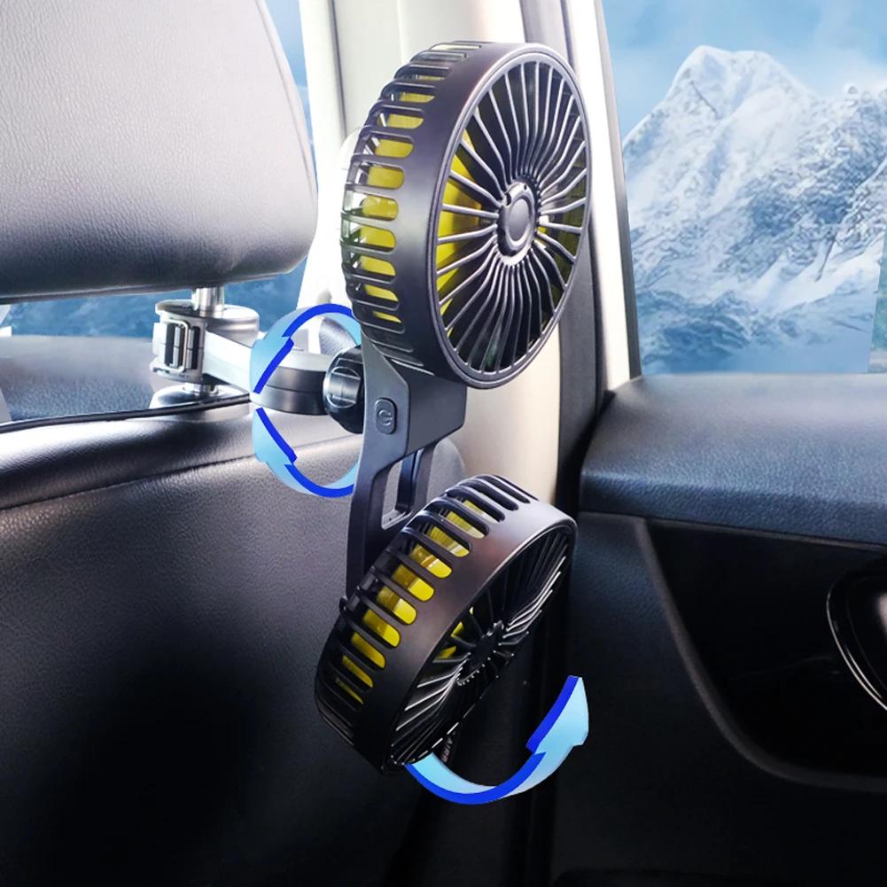 Car Seat Back Cooling Fan 3-Speed USB Charge Dual Head Fan 360 Degree Rotation Neck Cooler for Summer Car Interior Accessories