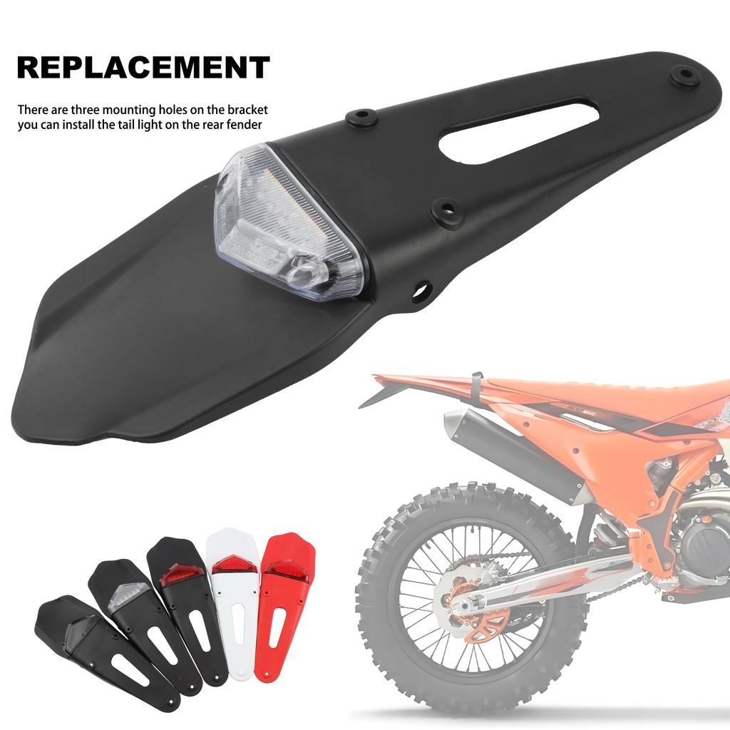 Universal Motorcycle LED Brake Tail Light License Plate Lamp Rear Fender For Motocross Dirt Bike Pit Bike Waterproof Accessories