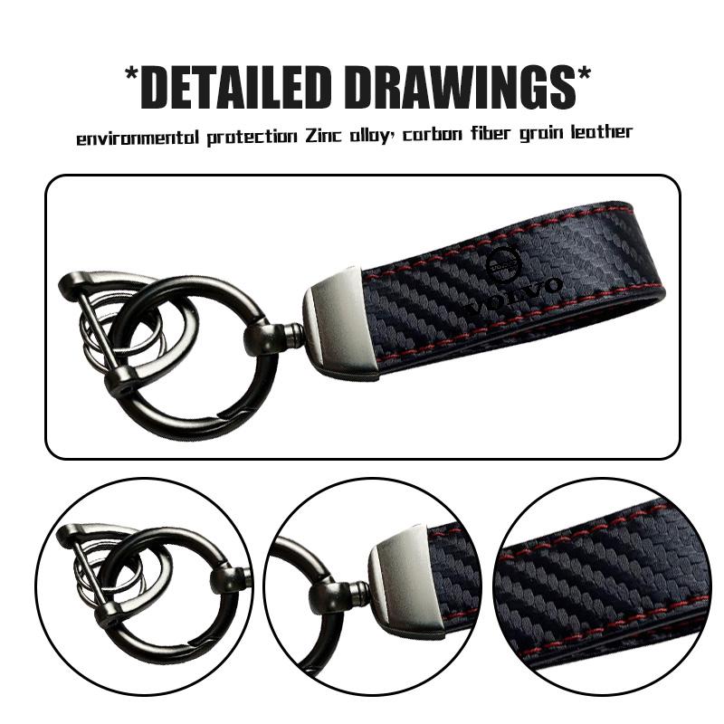 Car Carbon Fiber Keychain Strap Key Chain Rope Ring Lanyard Holder For Volvo V40 V60 C30 C70 S60 S80 S90 XC40 XC60 XC70 XC90 T6