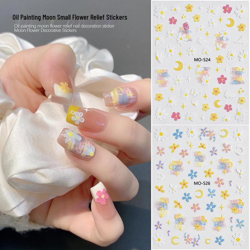 

2025 New 3D Embossed Small Daisy Nail Art Stickers