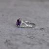 Natural Amethyst Wedding Rings, Cushion/square Cut Purple Gemstone, Amethyst Sterling Silver Rings, Engagement Ring, Halo Ring , Amethyst
