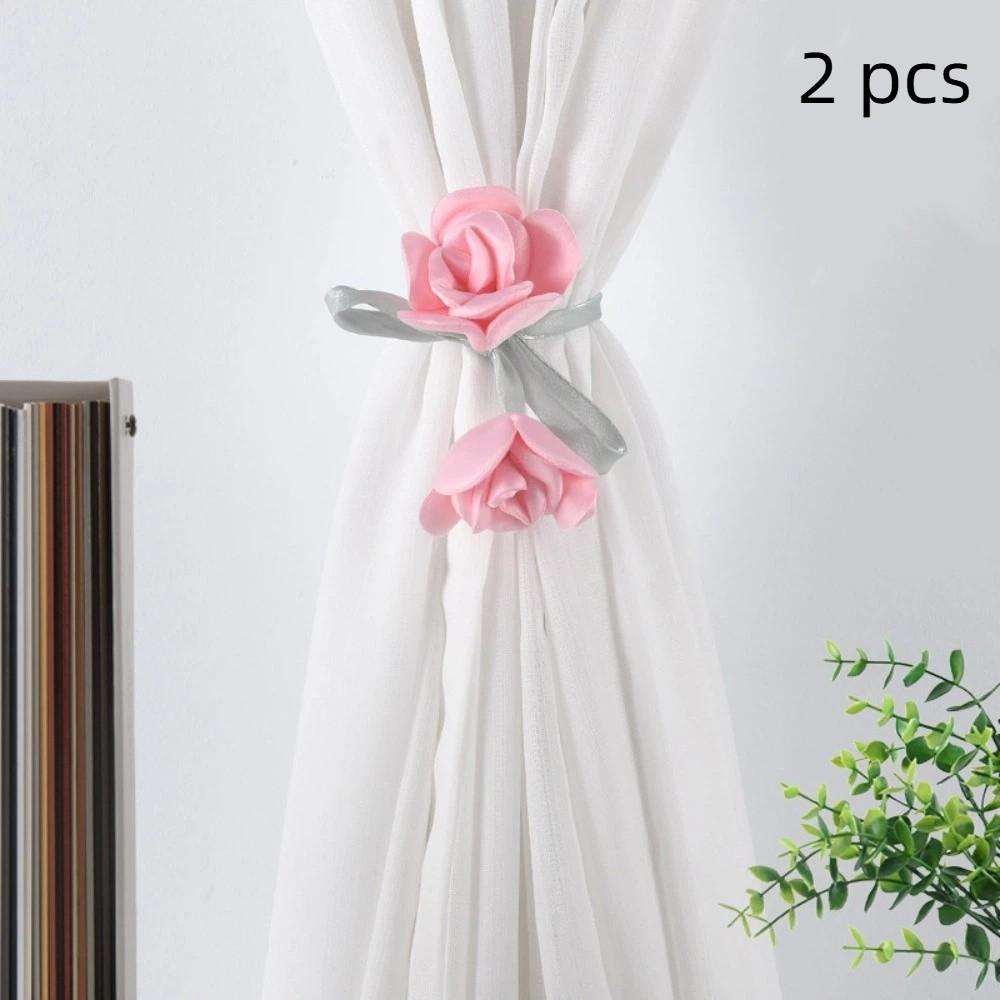 

2 PCS Elegant Tulip Curtain Tieback Fashion Curtain Buckle Home Decor Curtain Straps Bedroom Rose Pink