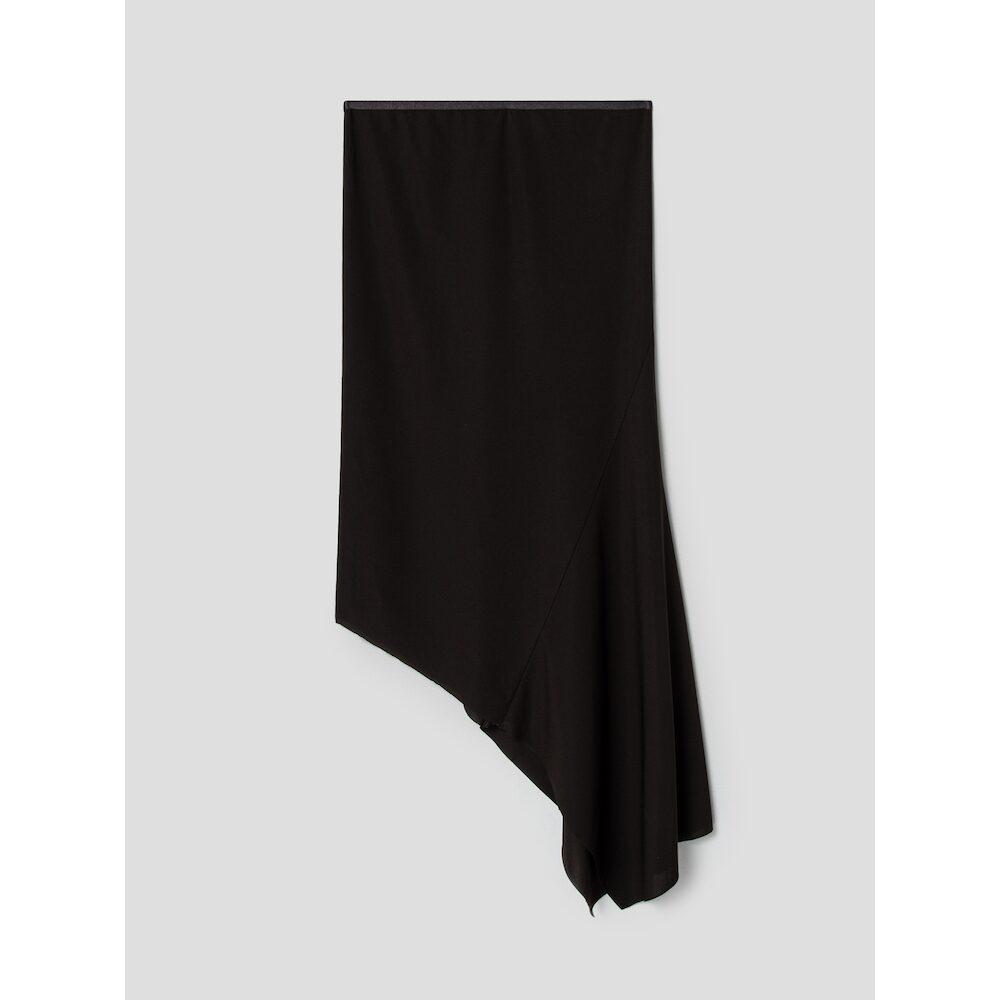 Anggae Light Jersey Unbalanced Long Skirt Brown
