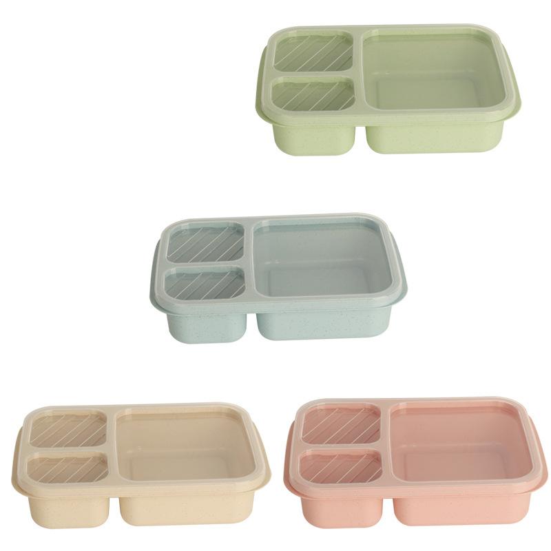 Wheat Straw Student Compartmentalized Lunch Box, Lunch Box for Cafeteria Fast Food, Outdoor Portable Microwaveable