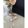 AL Small Fragrant Style Satin Bow Thick Heel Mary Jane Shoes Women's Evening Shoes Spring Light Mouth Medium Heel Single Shoes Small Leather Shoes