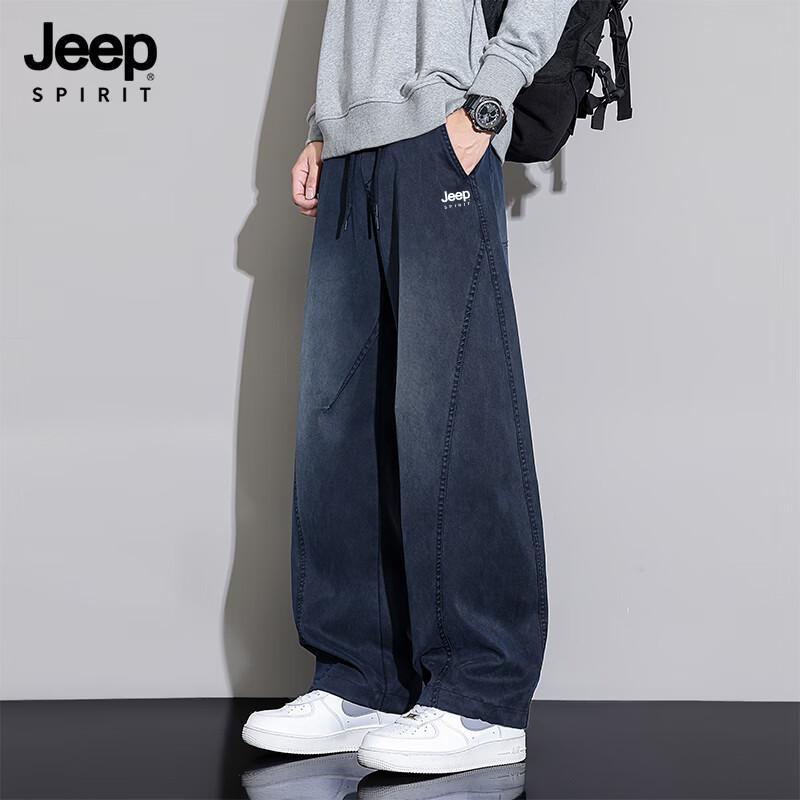JEEP SPIRIT Men s Loose Straight Washed Jeans L