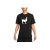 Kontrasttierdruck Rundhals Lässiges Kurzarm-T-Shirt Herren Oberteile Schwarz DR1242-010