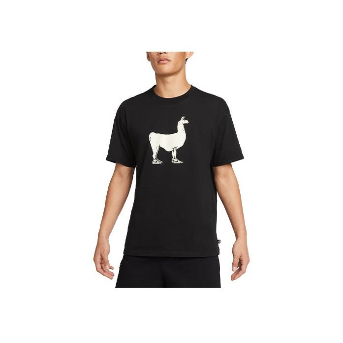 Nike Kontrast Tierdruck Rundhals Lässiges Kurzarm T-Shirt Herren Tops Schwarz DR1242-010 M