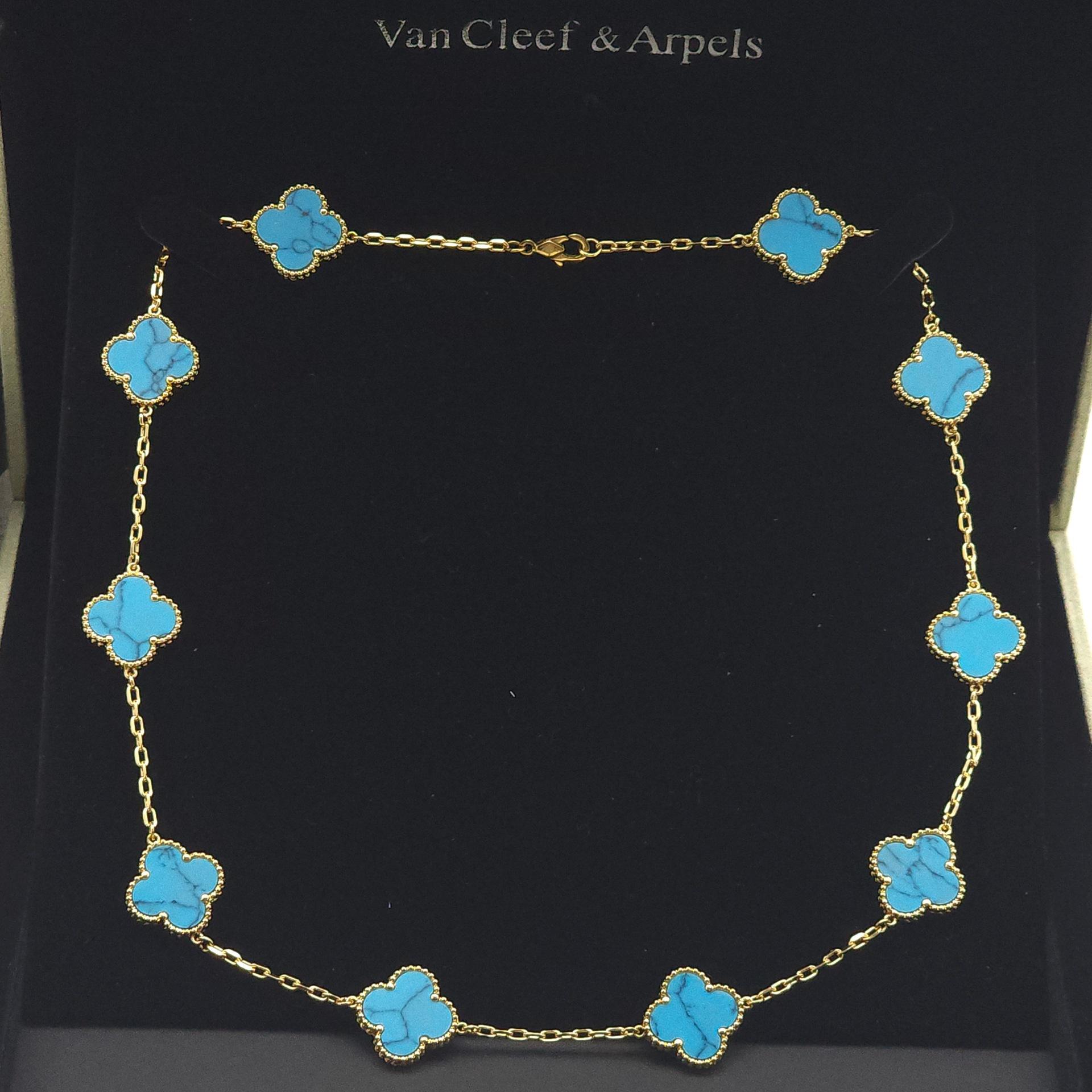 

Титановая сталь не теряет цвет Натуральная ракушка Четырехлистный клевер Цепочка с десятью цветками Двусторонняя цепочка на ключицу с четырехлистным клевером quality goods