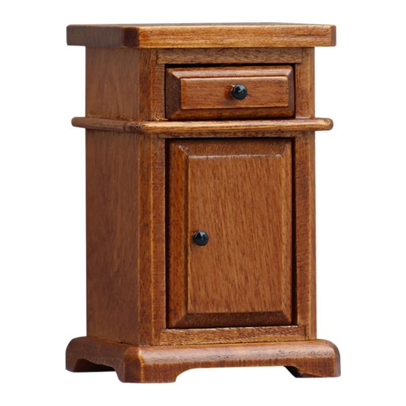 

Miniature Nightstand Wood Bedroom Furniture 1/12 Doll House Scene Arrangement for Collector and Craft Model Project малиновый