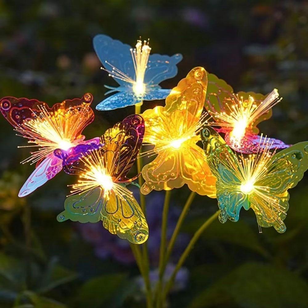 6/8 Head Solar Fiber Optic Flower Light Realistic Decorative Lighting Outdoor Solar LED Light Colored Solar Powered