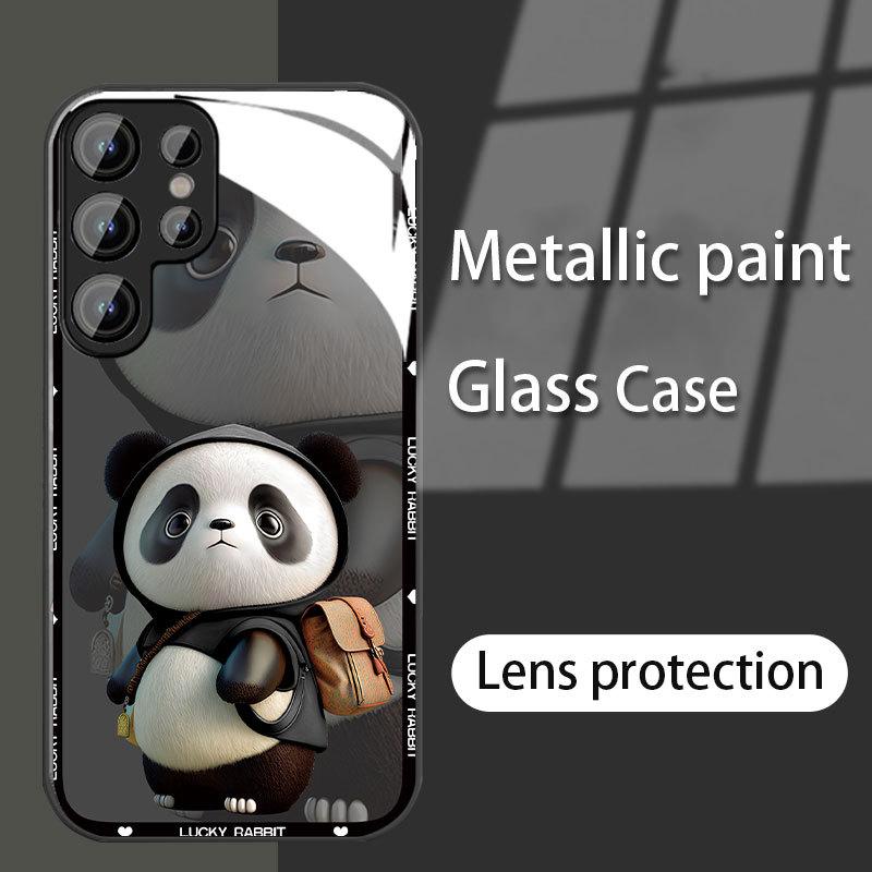 

Панда Подходит для чехла для мобильного телефона Samsung S24ULTRA Новый A53 Приятное на ощупь стекло S22 Креативный S23 Всесторонний A14 Samsung S22