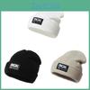Knitted Hat For Men Women Winter Warm Breathable Fleecefree Beanie With Letter Embroidery