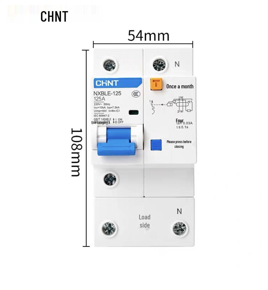 Chint 2P MCB Circuit Breaker with Air Switch, 220V RCD, 32A/63A, for Three-Phase Household Electrical Protection