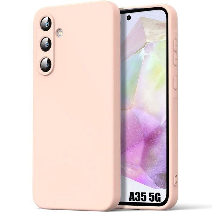 Coque de protection - BOOLING - pour Samsung Galaxy A35 5G - Silicone Mat - Antichoc - Rose