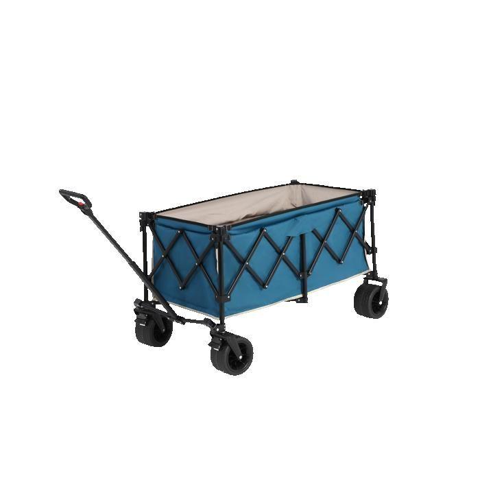 Chariot pliable, chariot de jardin polyvalent robuste et pliable de 300 litres avec roues tout-terrain. Bleu .