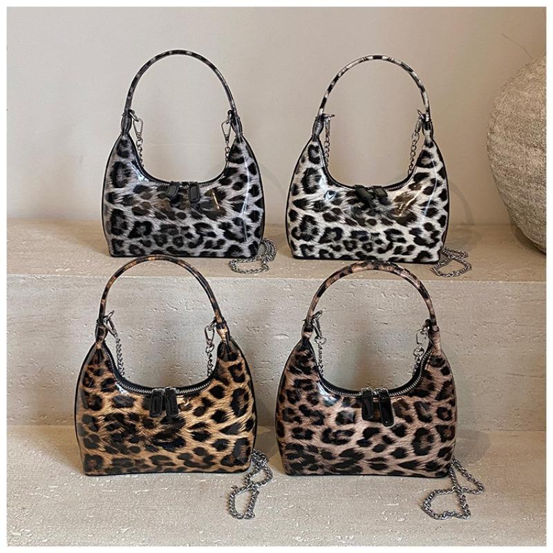 Retro leopard print shoulder bag trendy fashion underarm bag niche high-end textured women's messenger bag