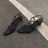 2025 Summer New Sandals Femininity Buckle Kitten High Heels Trendy Niche Design Simple Strap Women's Shoes