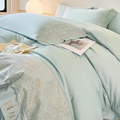 Premium Sense Maternal And Infant Grade Class A 200 Long-Staple Cotton4-Pcsflower Embroidery Quilt Cover Cotton Light Luxury Bedding