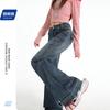 Blue denim micro-pull pants women's spring new design sense retro design sense back bag floor pants