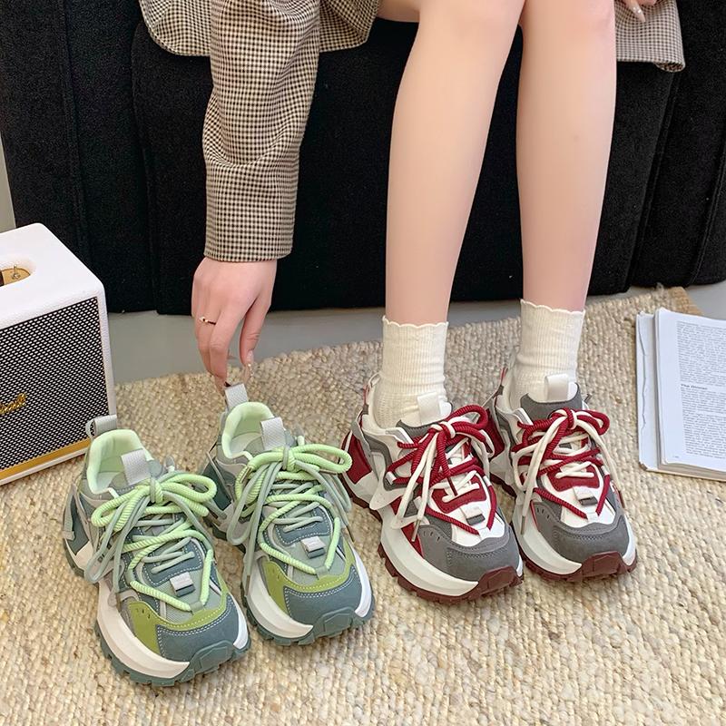 Fashion 2025Women's Casual Shoes Thick Sole Platform Chunky Sneakers Trendy Daddy Shoes Sports Walking Shoes