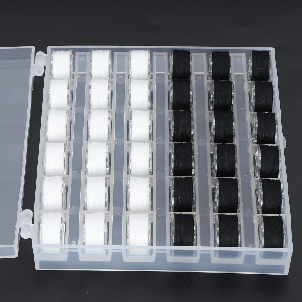 36pcs Size A Bobbins Box Set White And Black Plastic Bobbin Case For Sewing Machines
