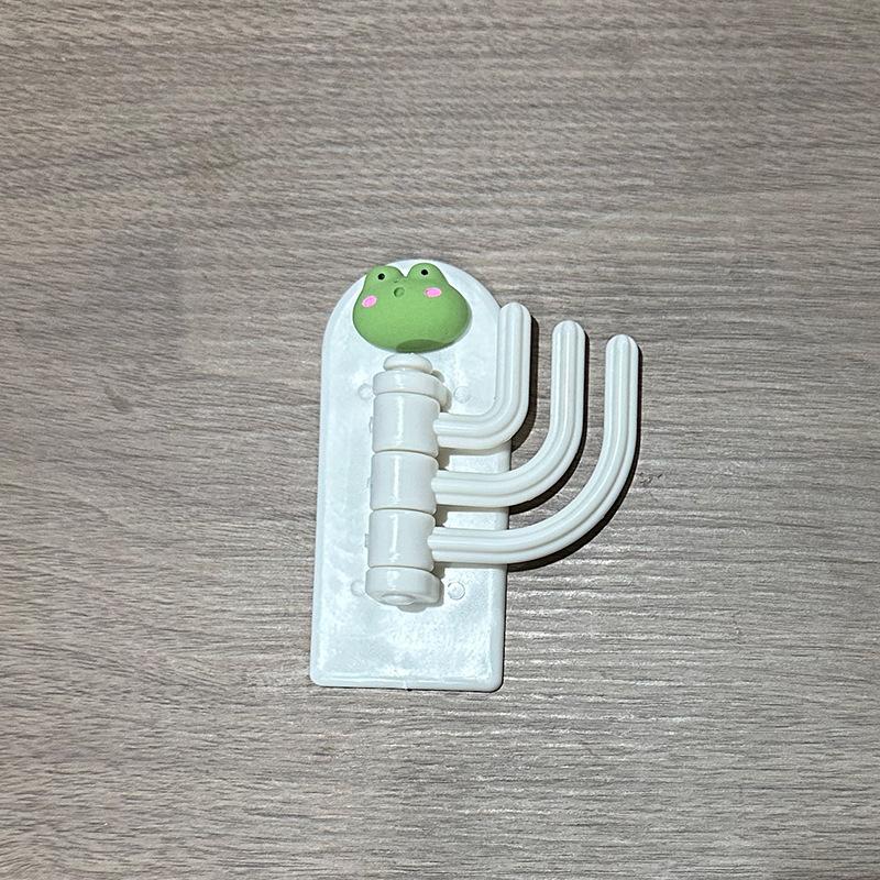 2Pcs Non-punch Hook Cute Traceless Three Hook Wall Strong Adhesive Door Behind The Load Bearing Sticky Hook Rotary Key Hanger