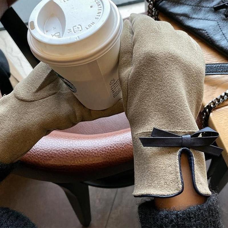 Women's Gloves Winter Warm Thickened Velvet Windproof Gloves Autumn Driving Cold Proof And Warm Touch Screen Split Finger