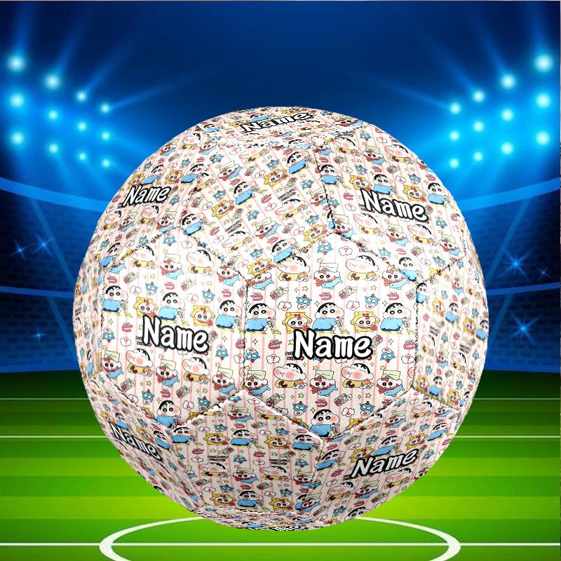 Custom Name Personalized Crayon Shin Print Size 5 Soccer Ball Training & Match Football, for Team, Kicking, Gift for Football
