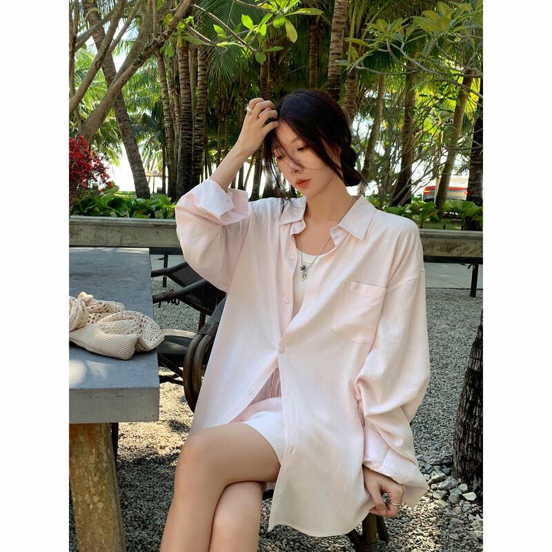ICH MODE Women s Linen Long-Sleeve Sun Protection Shirt M