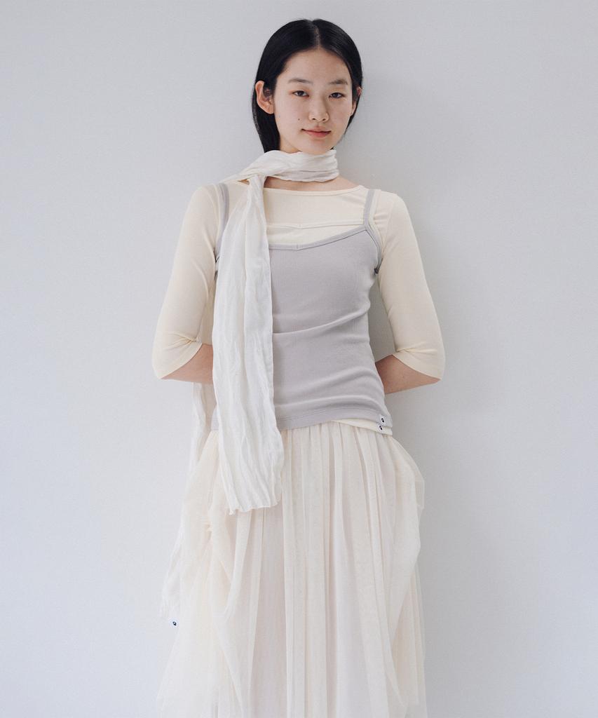 Ohesio Sheer Drape Banding Skirt, Ivory