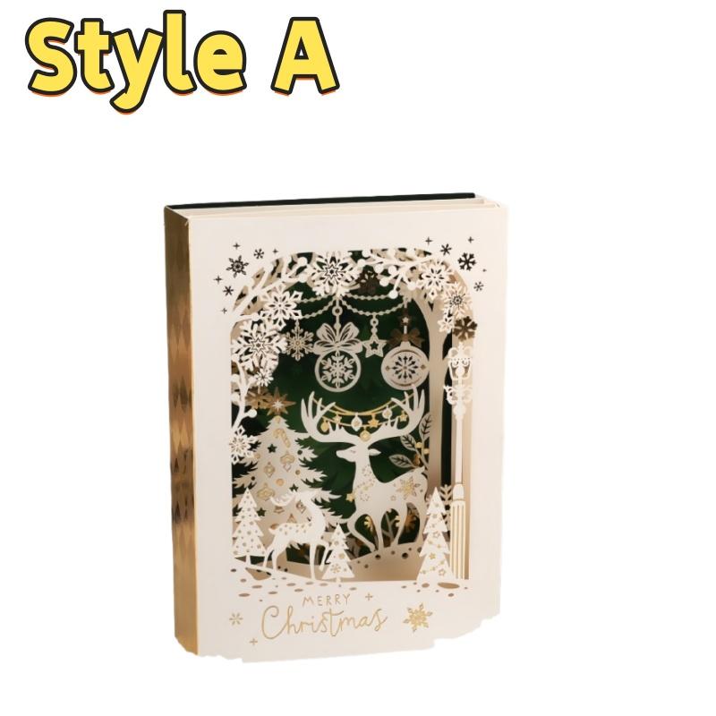 3D Christmas Greeting Card Envelope Blessings DIY Christmas Eve Gift Elk Decoration Xmas Invitation Postcard Navidad Supplies