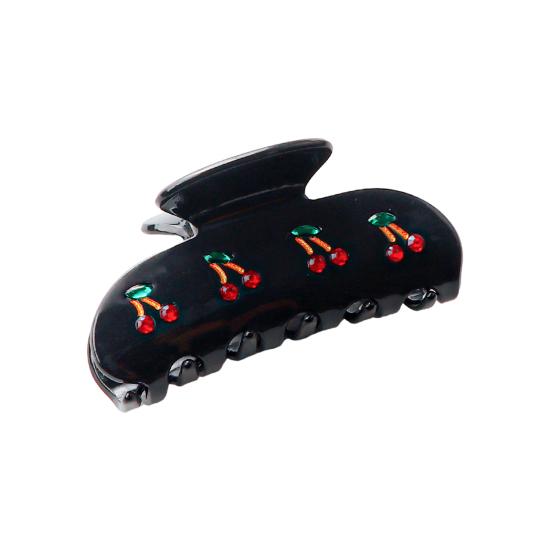 

Hair Claw Rhinestones Inlaid Cherry Decoration Back Head Shower Clip Medium Size Shark Hair Claw Versatile Hair Accessory