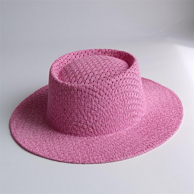 Cappello di Paglia Estivo 2026 Nuovo Cappello di Paglia Francese a Tesa Piatta Elegante Cappello da Sole da Esterno per Donna Cappello Estivo gorras spiaggia