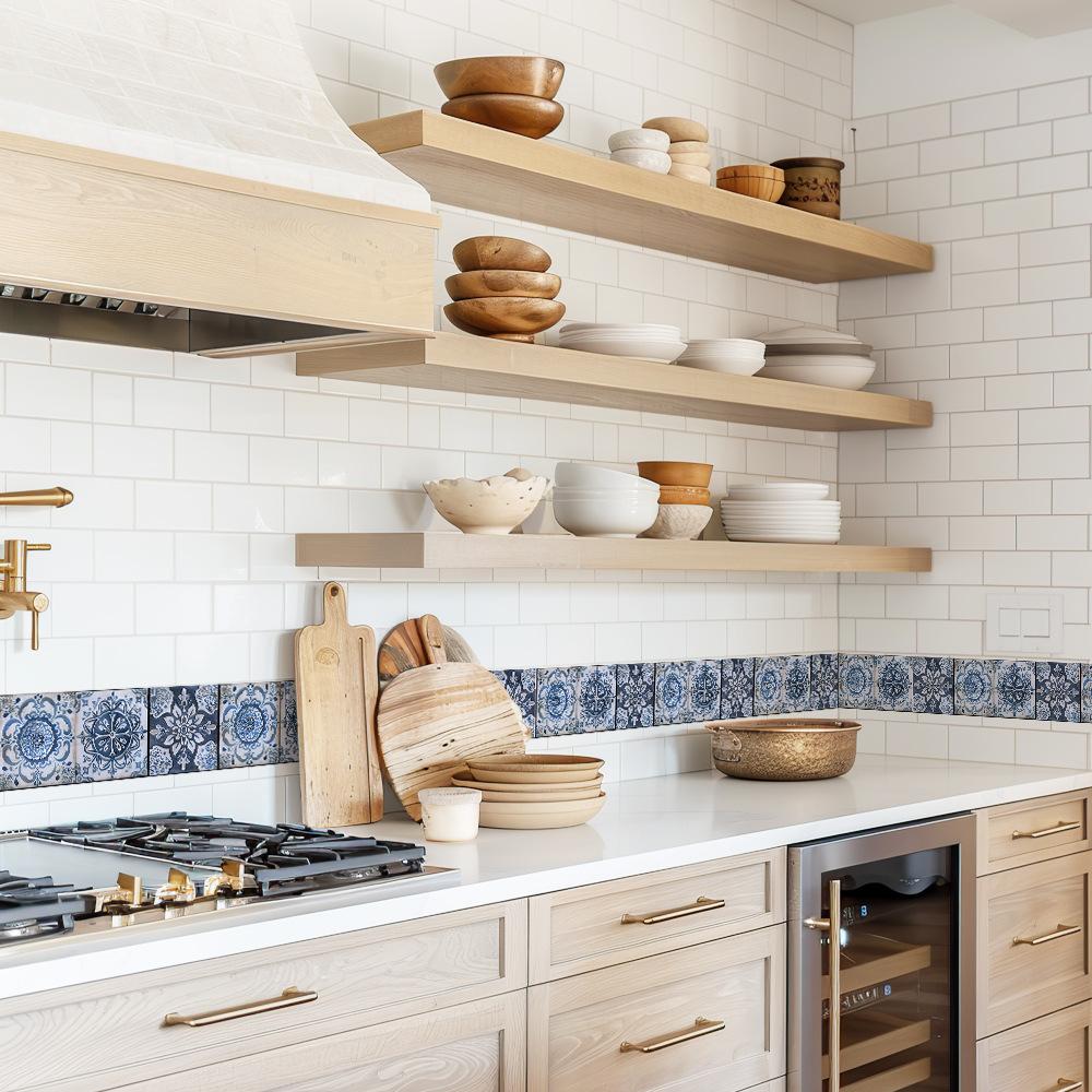 Creative Three-color Patterned Waistline Kitchen Living Room Entrance Hall Background Wall Decoration Stickers