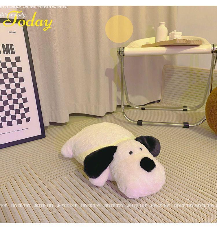 Cute Black and White Dog Plush Pillow - Soft Sleep Companion and Birthday Gift