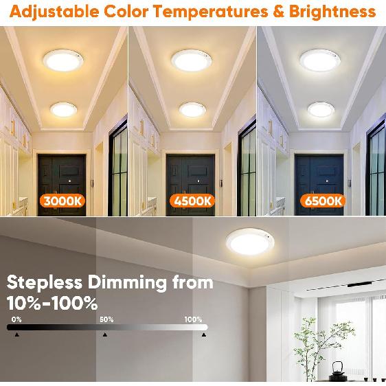 Rechargeable Motion Sensor Ceiling Light, Battery Operated Closet Light | Wireless Battery Powered LED Shower Light, Magnetic Cordless Ceiling Light