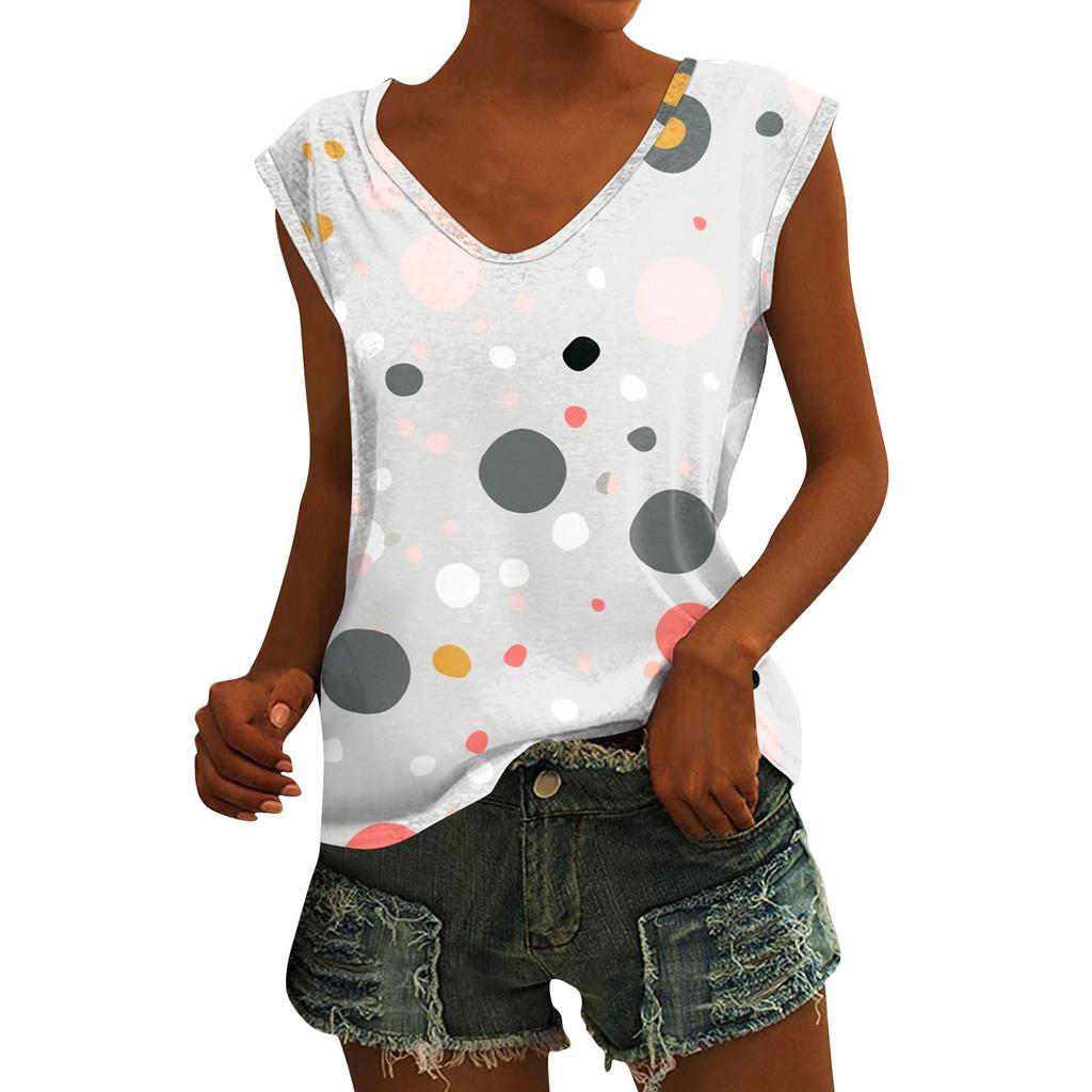 Damska luźna bluzka z krótkim rękawem i dekoltem w serek