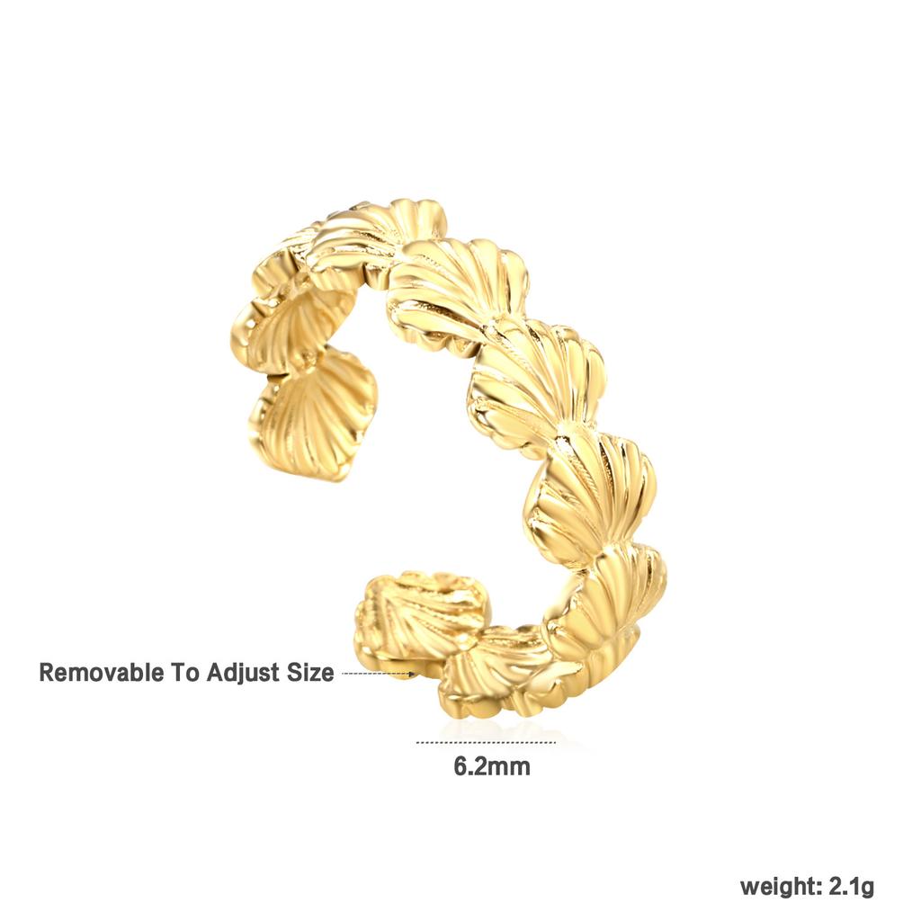 Fashion Hollow Geometric Adjustable Open Ring High-End Gold Tone Ring