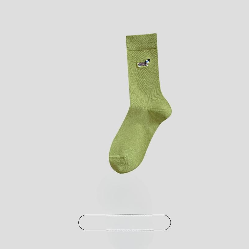 Female Spring and Autumn Lovely Dog Embroidery Boneless Drum Pile Pile Cotton Socks