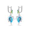 Huitan Handmade Blue Flower Drop Earrings for Women Creative Enamel Design Aesthetic Female Ear Accessories Party Trendy Zircon