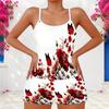 Women Plus Size Green Clover Tie Dye Printed Scoop Neck Strappy Tank Top Shorts Set