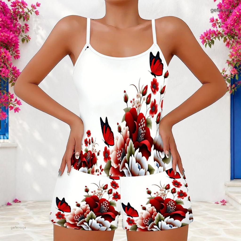 Women Plus Size Green Clover Tie Dye Printed Scoop Neck Strappy Tank Top Shorts Set