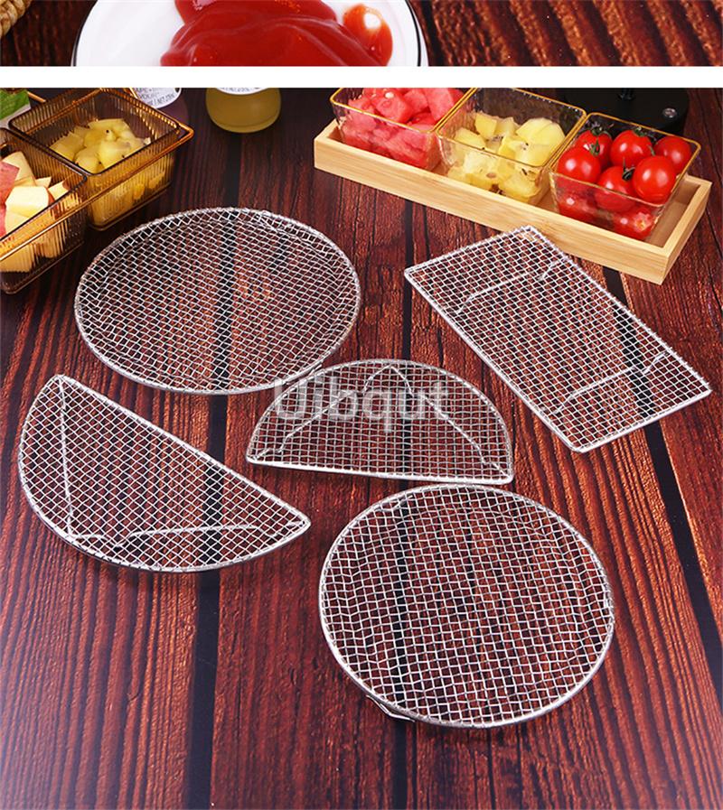 New Semi -Circular/Round Tempura Frying Sushi Bbq Net Durable Stainless Steel Drying Net Japanese Style Portable Barbecue Net