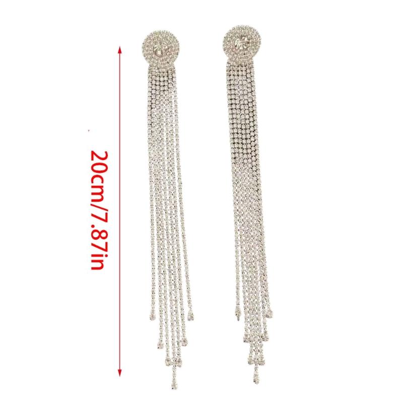Versatile Rhinestones Long Tassels Earrings Made of Sturdy Alloy Ideal for Fashion Enthusiasts Seeking Stylish Accessories